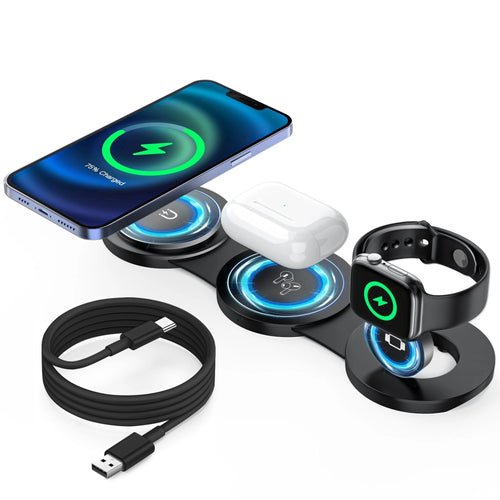 3-in-1 Wireless Charging Station for Apple Devices – iPhone, Apple Watch & AirPods Charger Stand