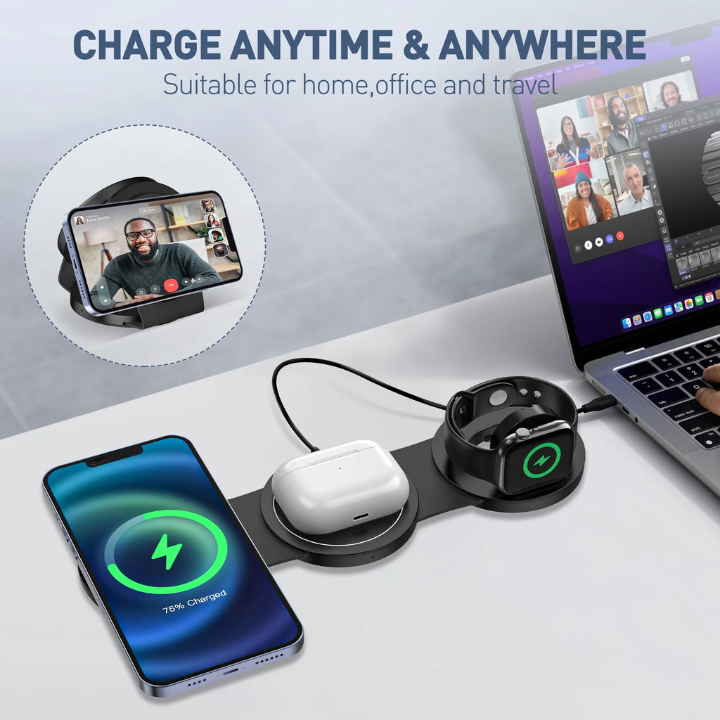 3-in-1 Wireless Charging Station for Apple Devices – iPhone, Apple Watch & AirPods Charger Stand