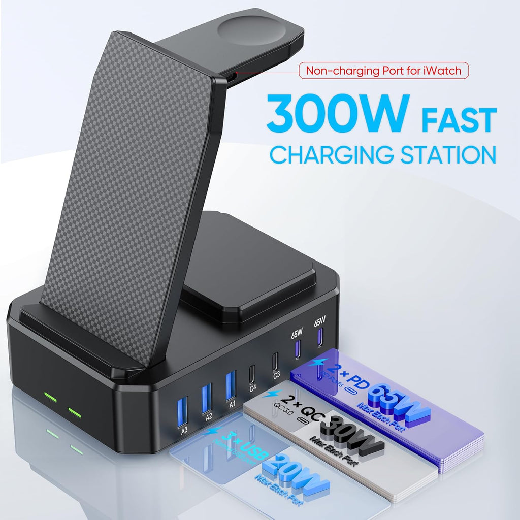 300W 10 in 1 Charging Station for Apple Devices Wireless Charger for Iphone Macb