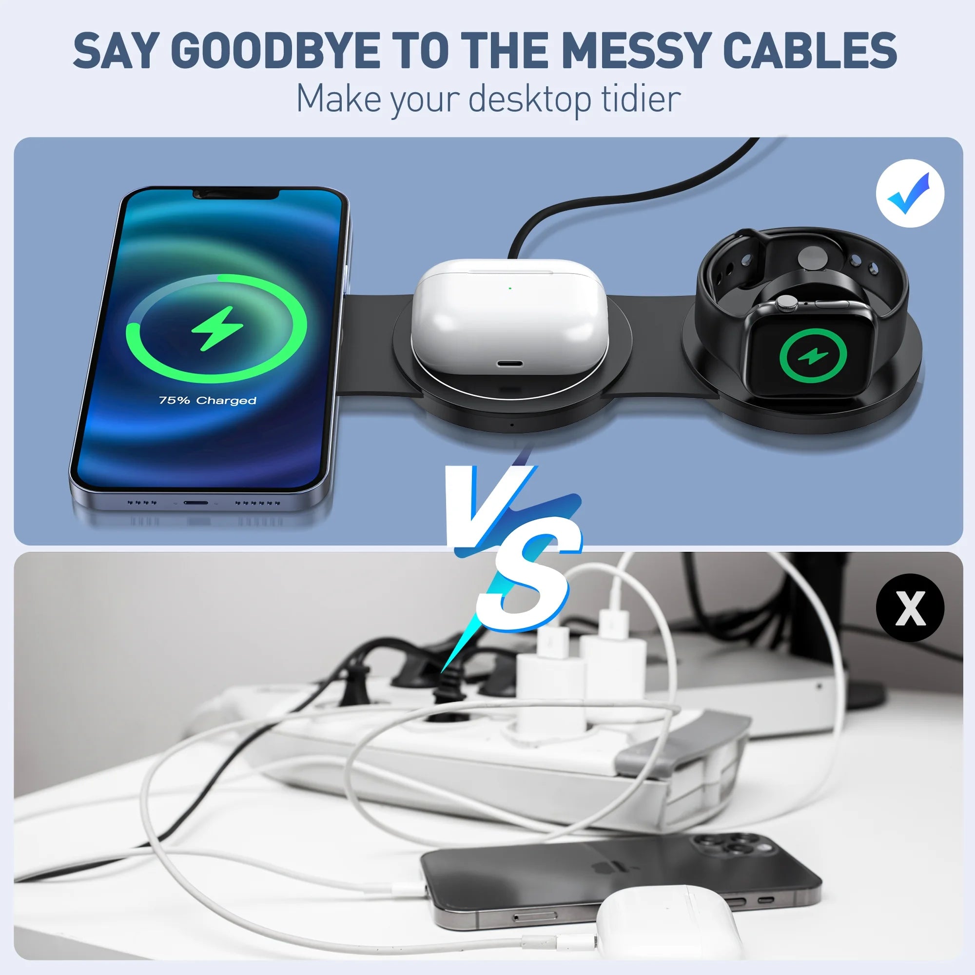 3-in-1 Wireless Charging Station for Apple Devices – iPhone, Apple Watch & AirPods Charger Stand