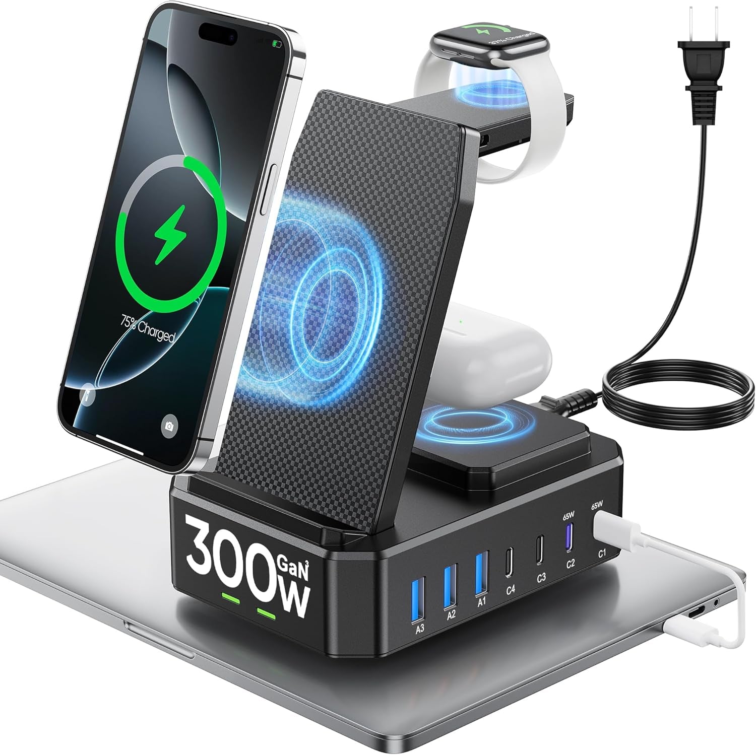 300W 10 in 1 Charging Station for Apple Devices Wireless Charger for Iphone Macb